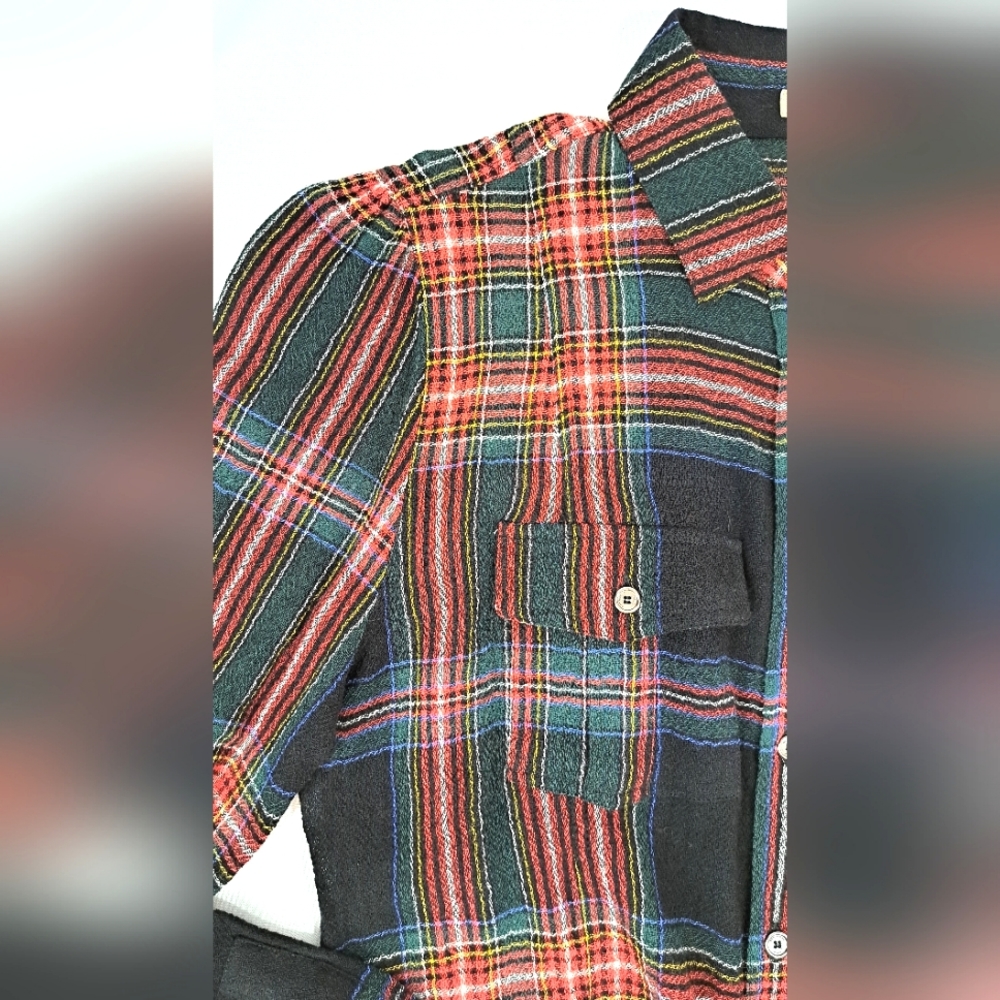 BURBERRY BRIT Tartan Plaid Long Sleeve Button Down Blouse - Picture 3 of 16